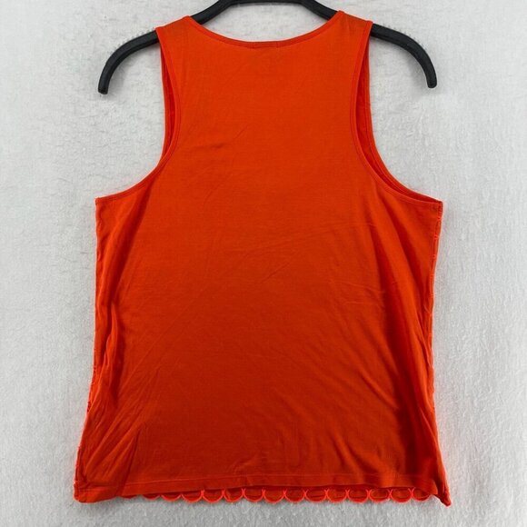 J.Crew Tank Top Womens XS Orange Eyelet Dot Pattern Scoop Neck Pullover Coastal - Picture 2 of 11